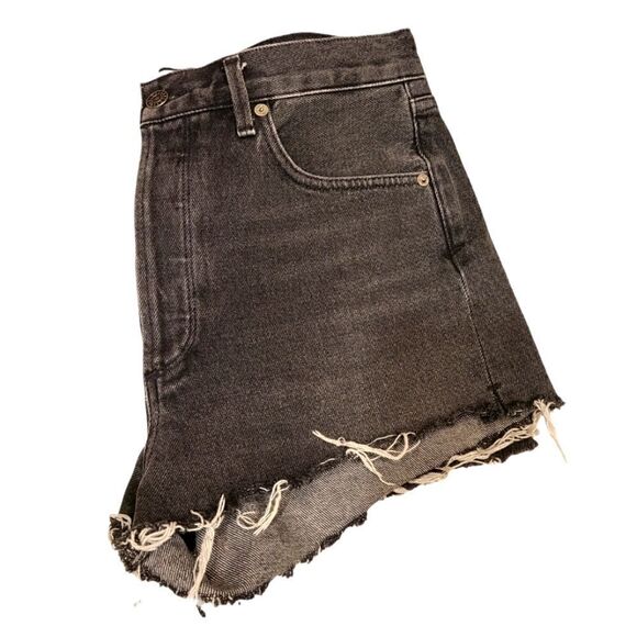 AGOLDE Premium Black Button Fly High Waist Shorts, Raw Hemline A038B-1087 | 30 - Picture 9 of 10